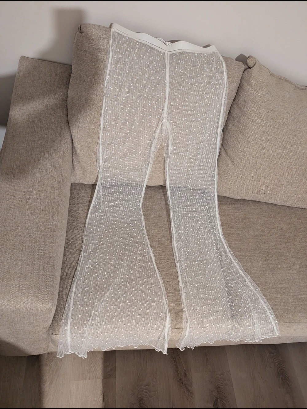 Jeweled Sheer Flare Pants